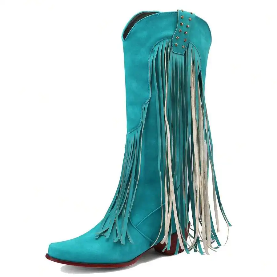 Western Cowgirl Boot - Womens Vintage Fringe Knee High Western