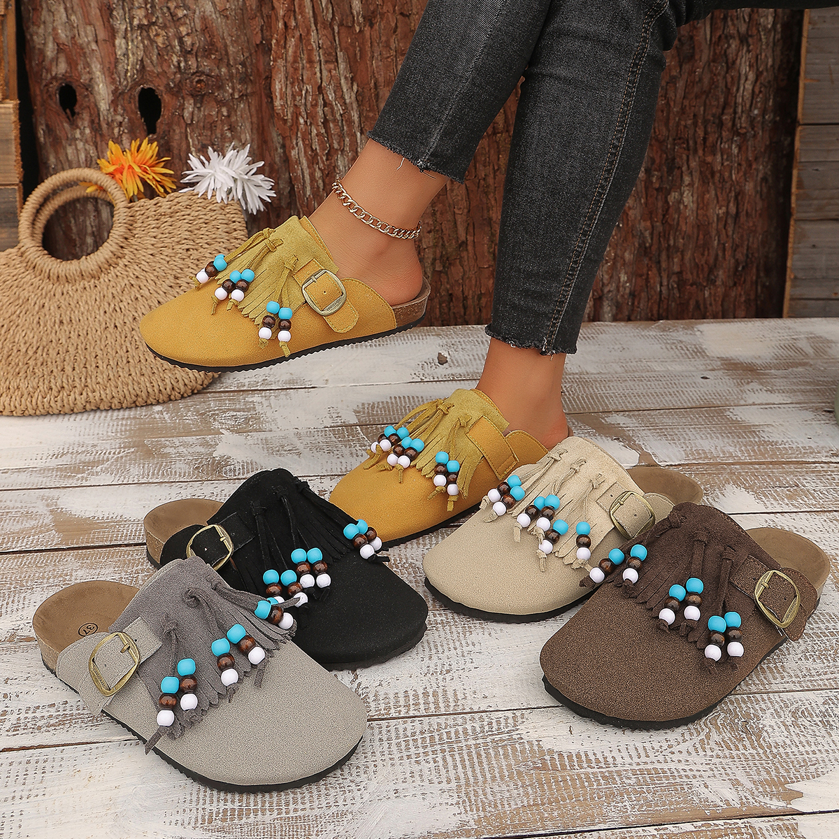 Slip On Mule Flat - Mule Shoes Spring and Autumn Retro