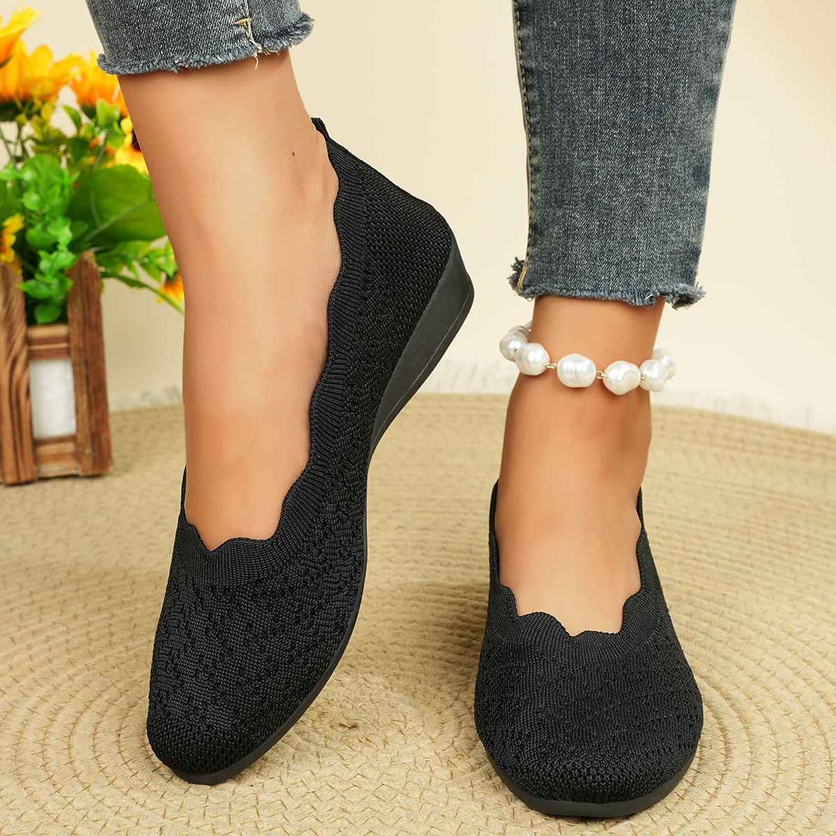 Women'S Shoes Plus Size - Women's Breathable Knit Flats 2025 New