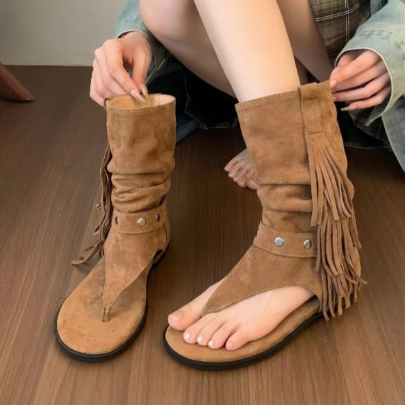 Cork Wedge Sandal - Studed Clip-Toe Block Heel Sandals Women's