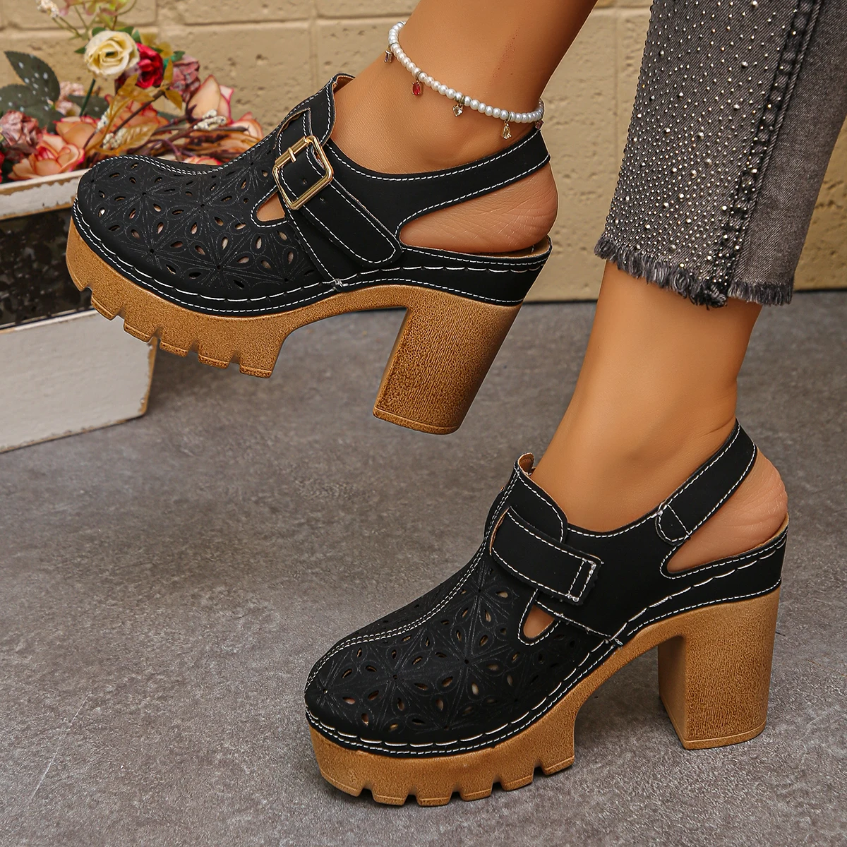 Women'S Shoes Plus Size - Large Size Women's Thick Heel Sandals
