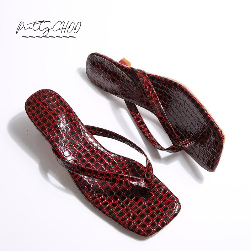 Women'S Shoes Kitten Heels - Crocodile Print Kitten Heel Flip Flops