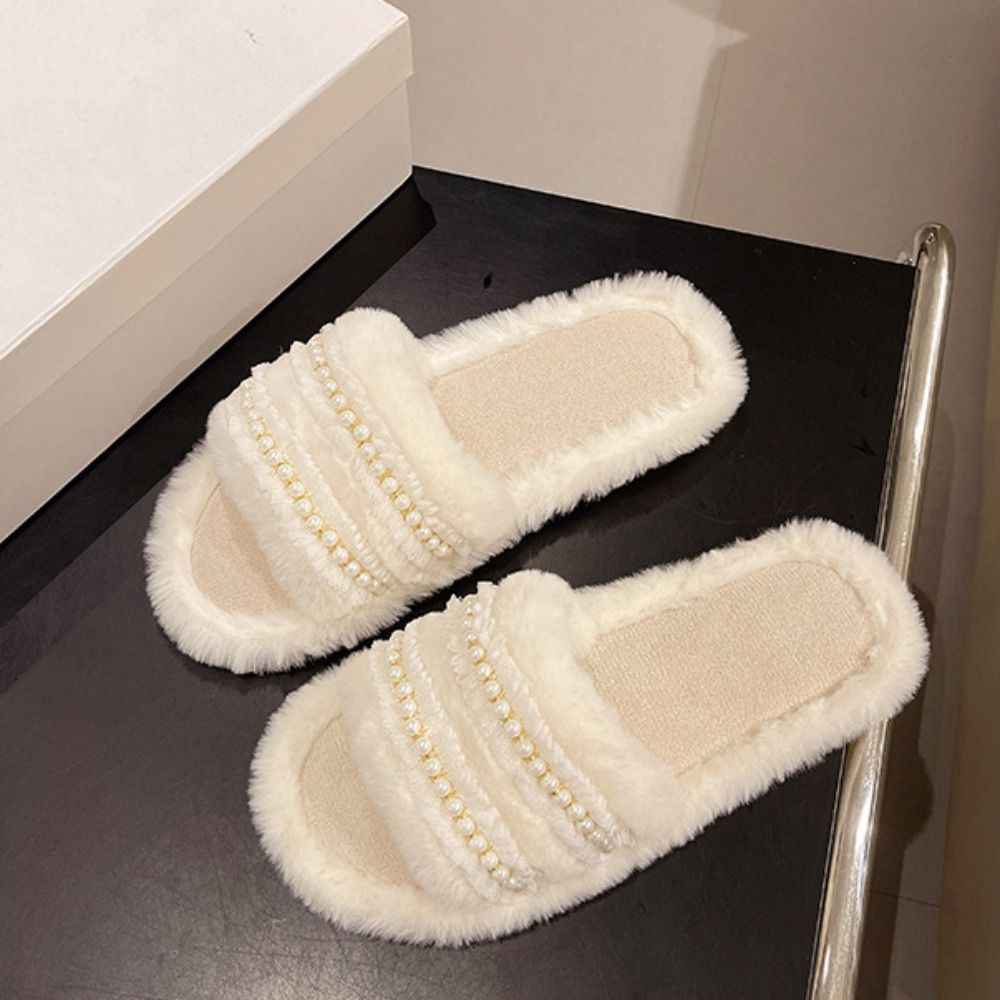 Cute Thick Sole Pearl Slippers - Fluffy Fur Slipper recensie en prijs