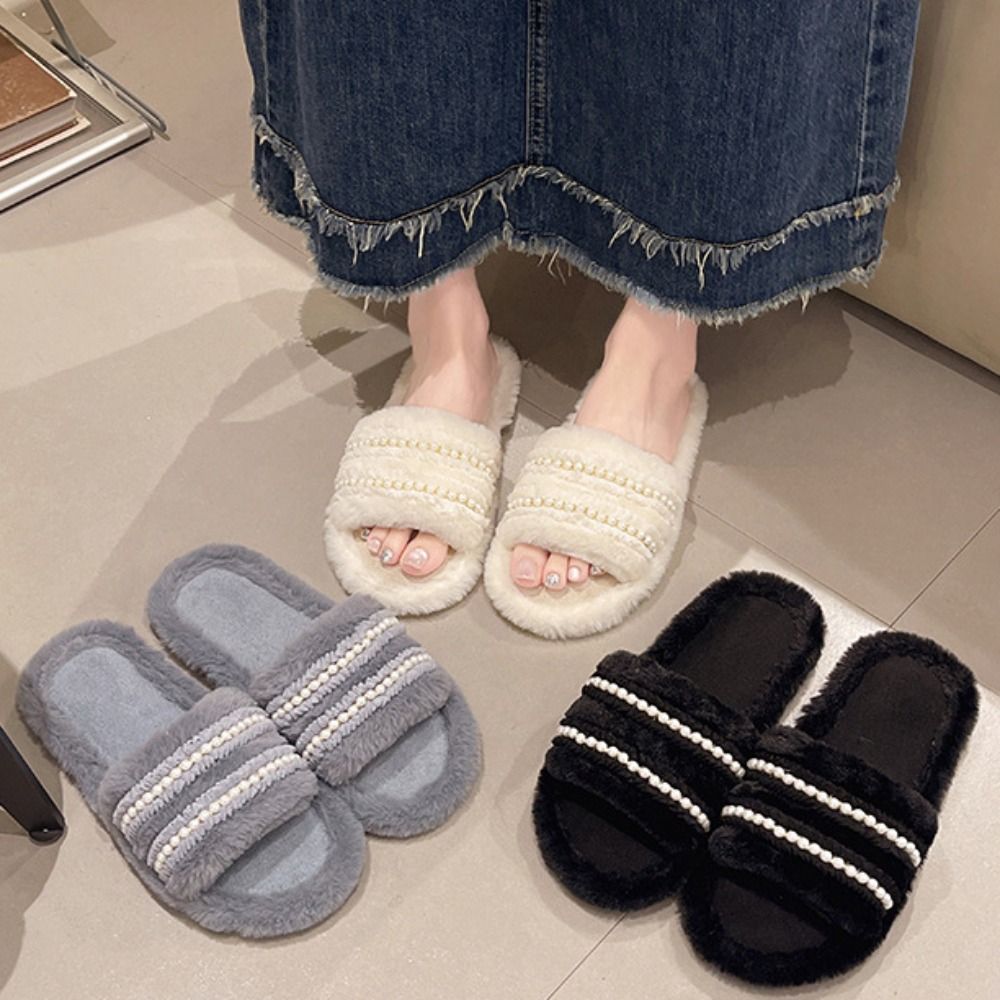 Cute Thick Sole Pearl Slippers - Fluffy Fur Slipper recensie en prijs