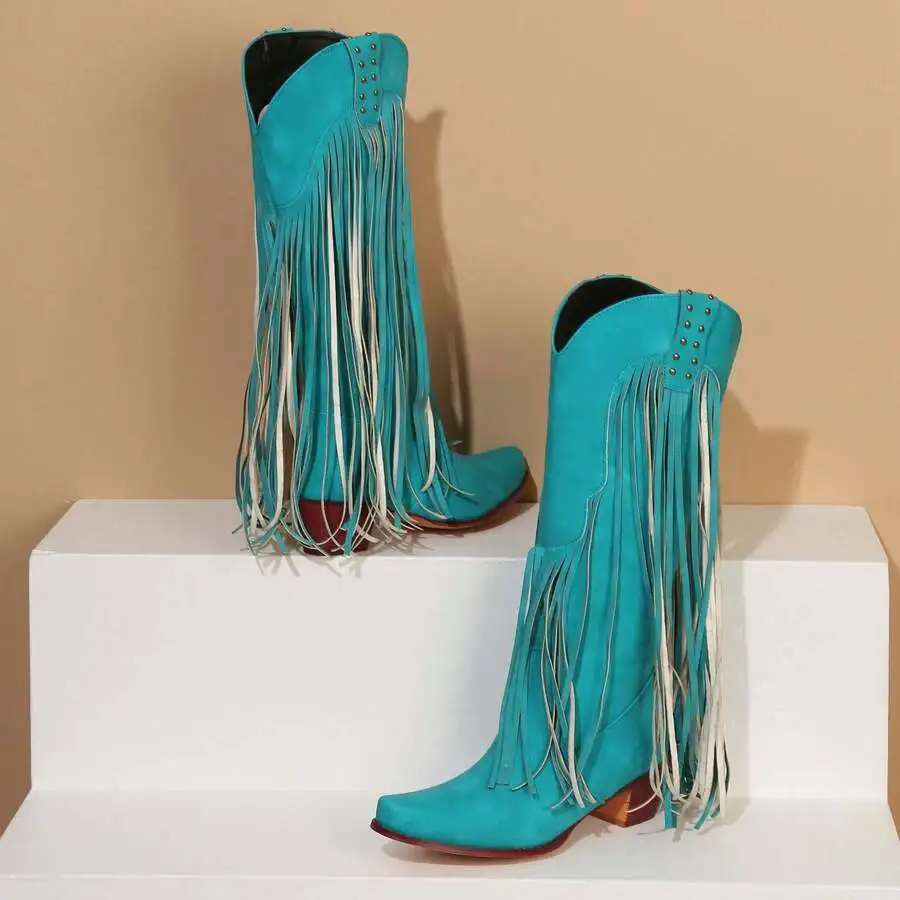 Womens Vintage Fringe Knee Hig - Western Cowgirl Boot recensie en prijs