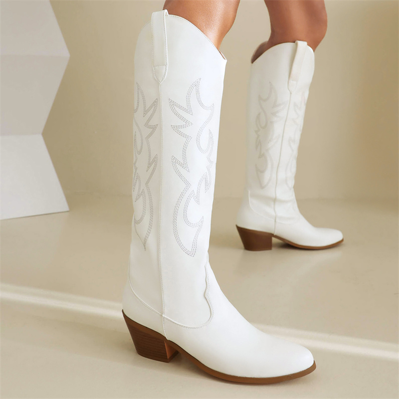 White Women's Knee High Boots  - Western Cowgirl Boot recensie en prijs