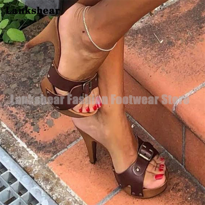 Wood Heel Platform Mules Slipp - Cork Wedge Sandal recensie en prijs