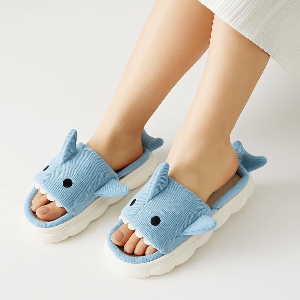 Cartoon Linen Shark Slippers S - Fluffy Fur Slipper recensie en prijs