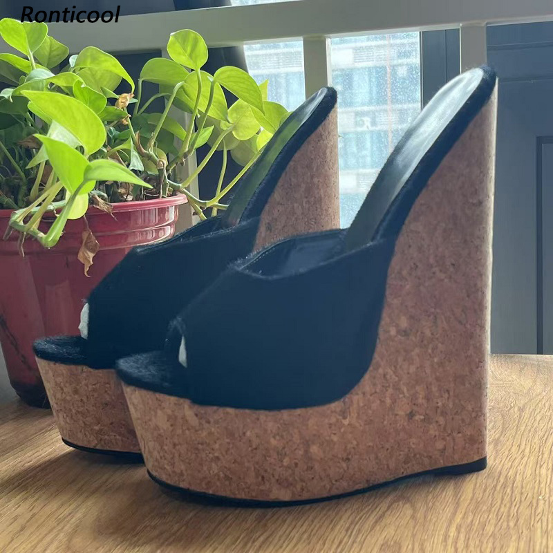 Ronticool Handmade Women's Bla - Cork Wedge Sandal recensie en prijs