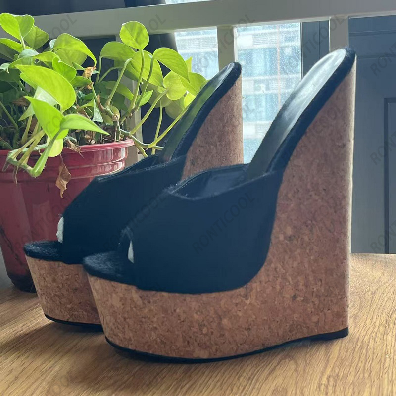 Ronticool Handmade Women's Bla - Cork Wedge Sandal recensie en prijs