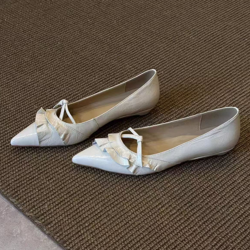 Elegant Leather Ruffles Low-he - Women'S Shoes Kitten Heels recensie en prijs