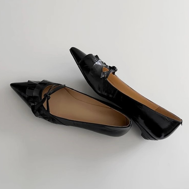 Elegant Leather Ruffles Low-he - Women'S Shoes Kitten Heels recensie en prijs