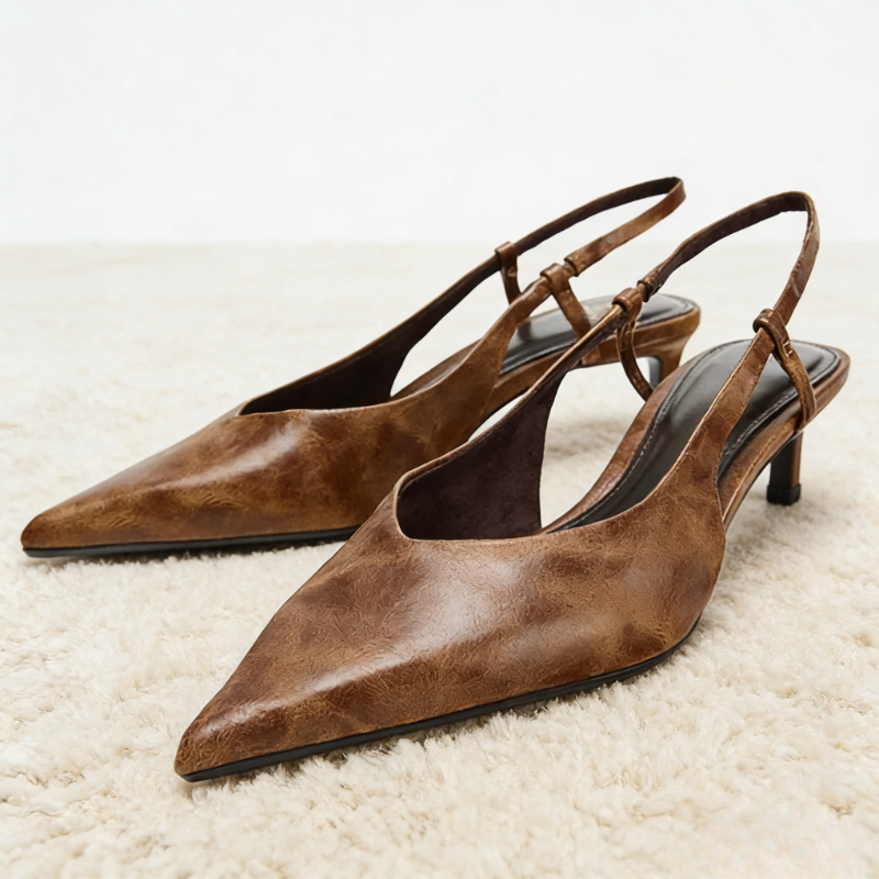 Retro Brown Kitten Heel Design - Women Shoes Brown Colour recensie en prijs