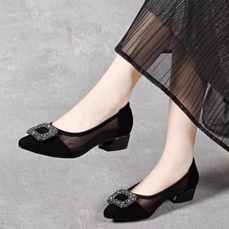 Elegant Pointed Toe Mesh Block - Women Shoes Heels recensie en prijs