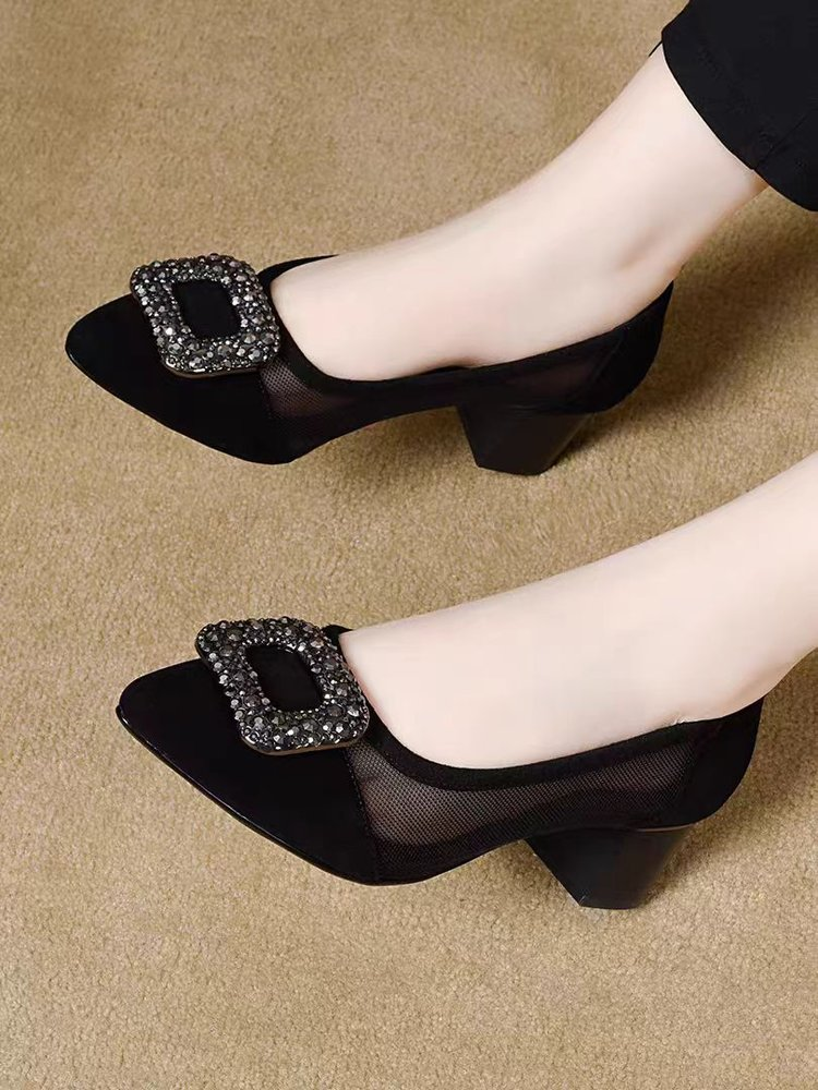 Elegant Pointed Toe Mesh Block - Women Shoes Heels recensie en prijs