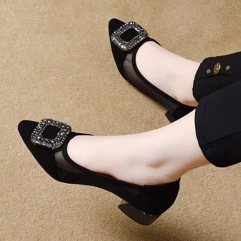 Elegant Pointed Toe Mesh Block - Women Shoes Heels recensie en prijs