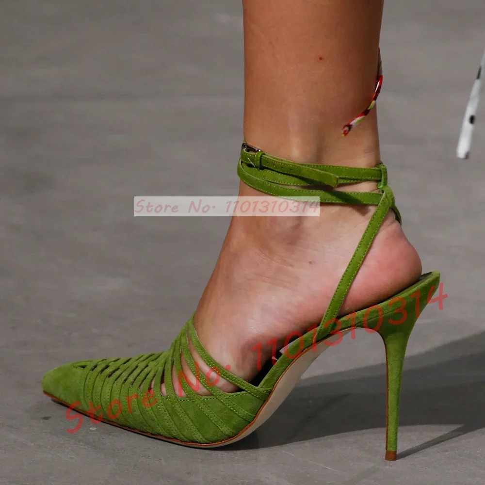 Green Vegan Suede Strappy Sand - Women'S Shoes Trendy recensie en prijs