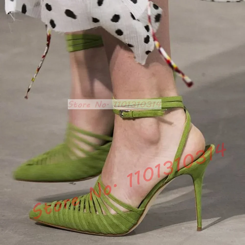 Green Vegan Suede Strappy Sand - Women'S Shoes Trendy recensie en prijs